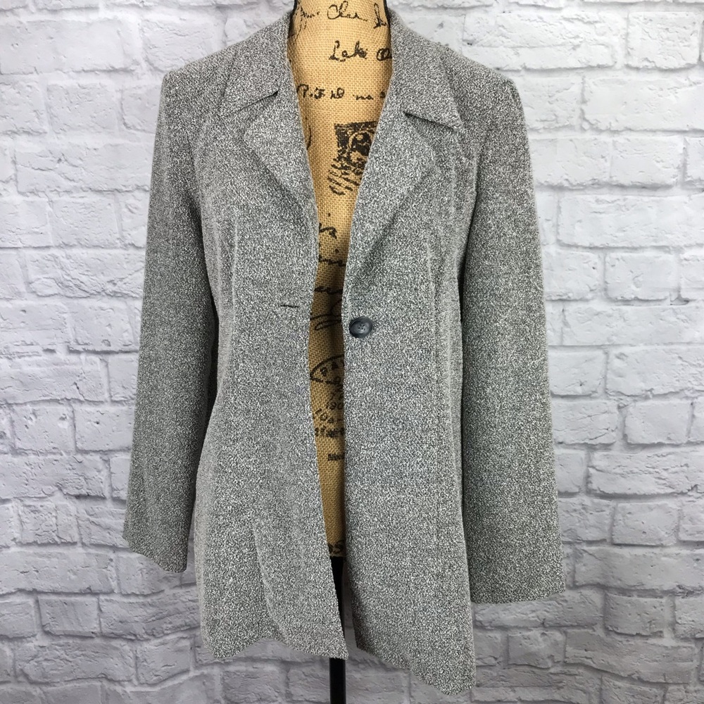 JODI MICHAELS White+Black Heathered Blazer